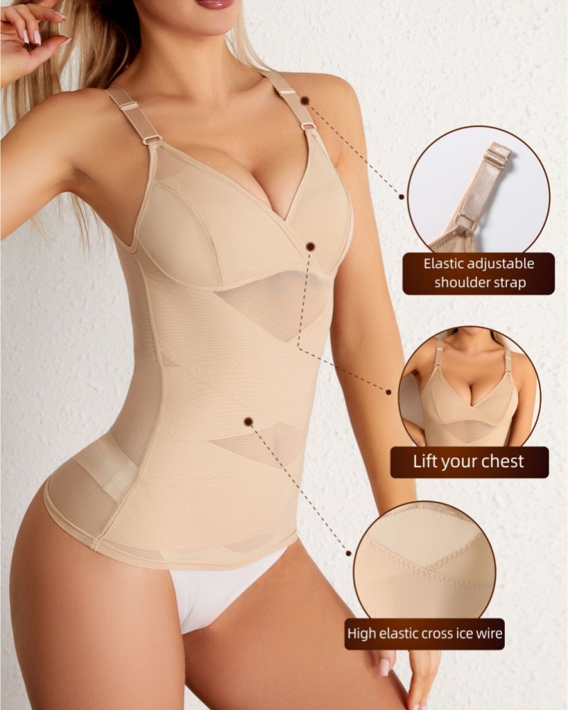 Women Tummy Control Shapewear Compression Tanks Cami Tops V-Neck Camisoles with Built in Bra-Curvy-Faja