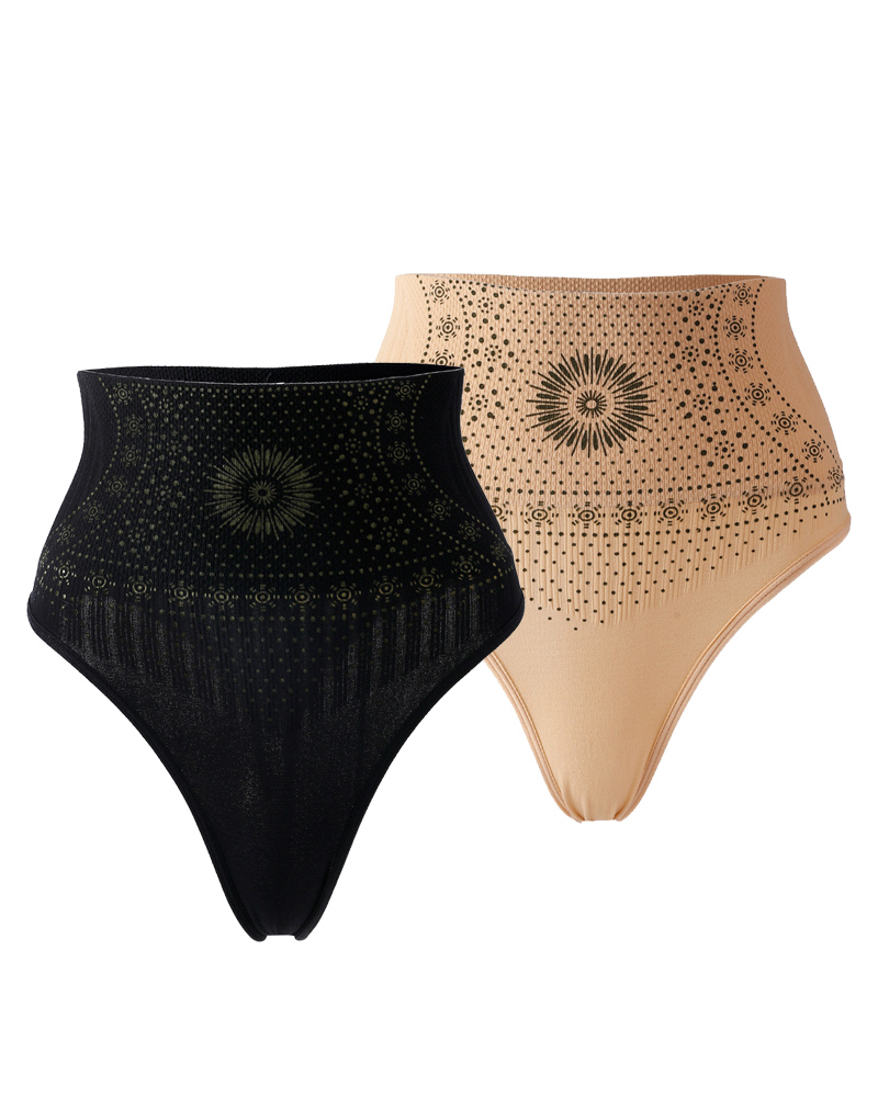 Printed Sexy Waist Thong-Curvy-Faja