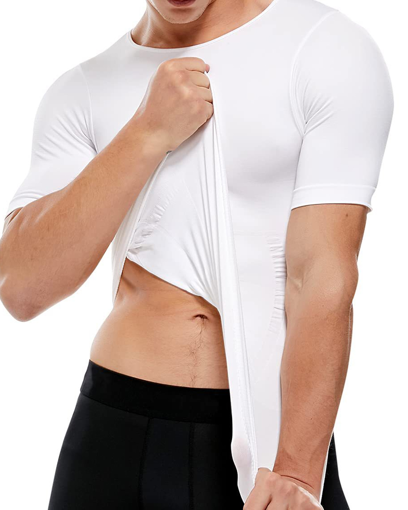 Men's Short-Sleeved Tummy Control Bottoming Body-Shaping Garment-Curvy-Faja