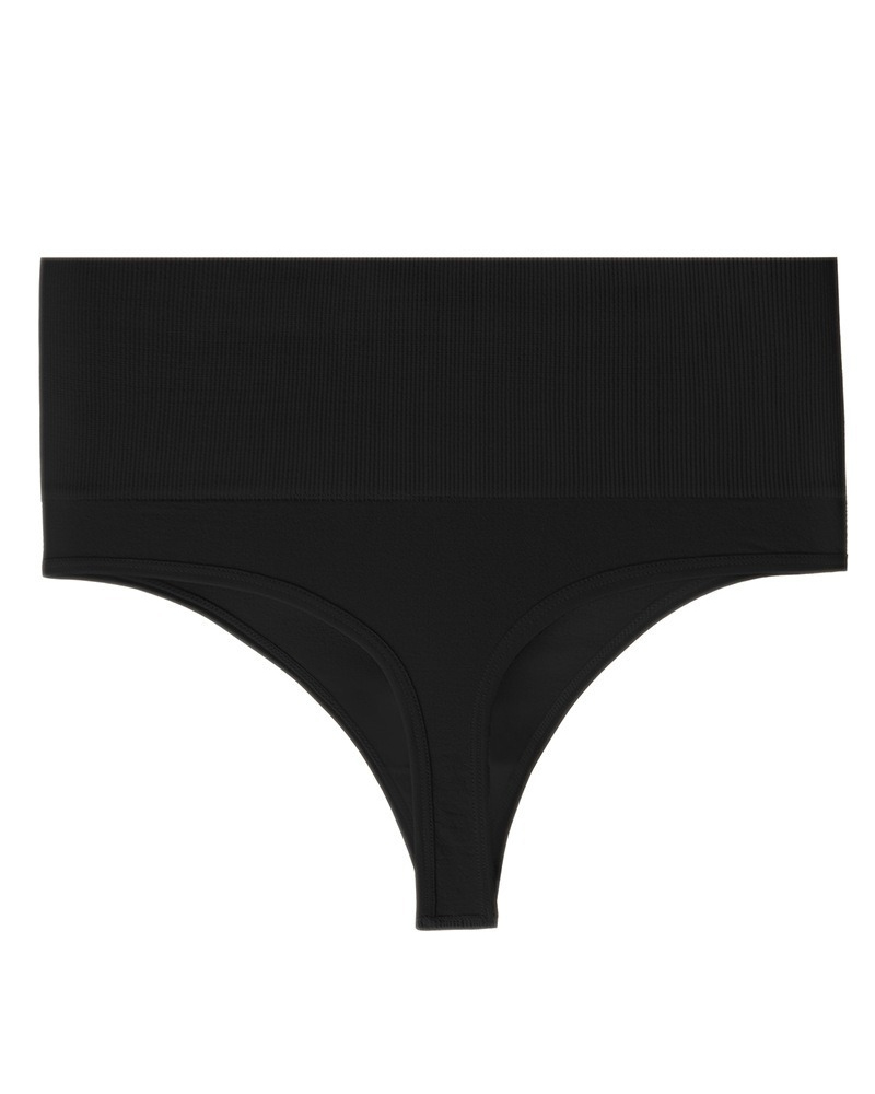 Threaded Solid Color Simple Thong-Curvy-Faja