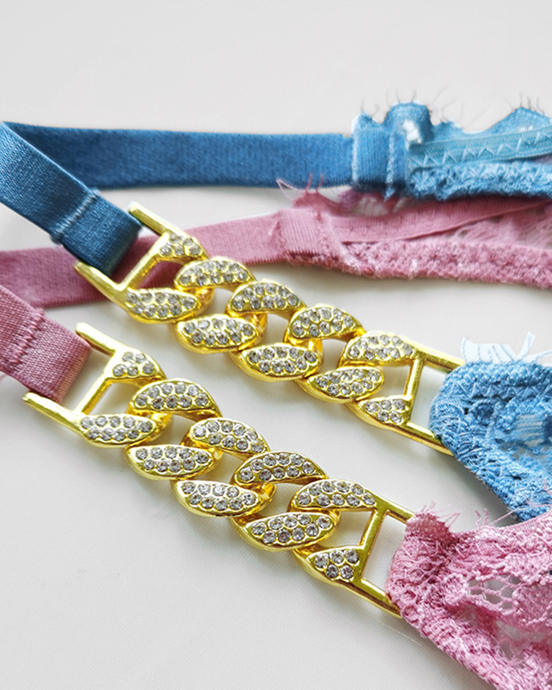 Sexy Rhinestone Metal Chain Women's Thong-Curvy-Faja