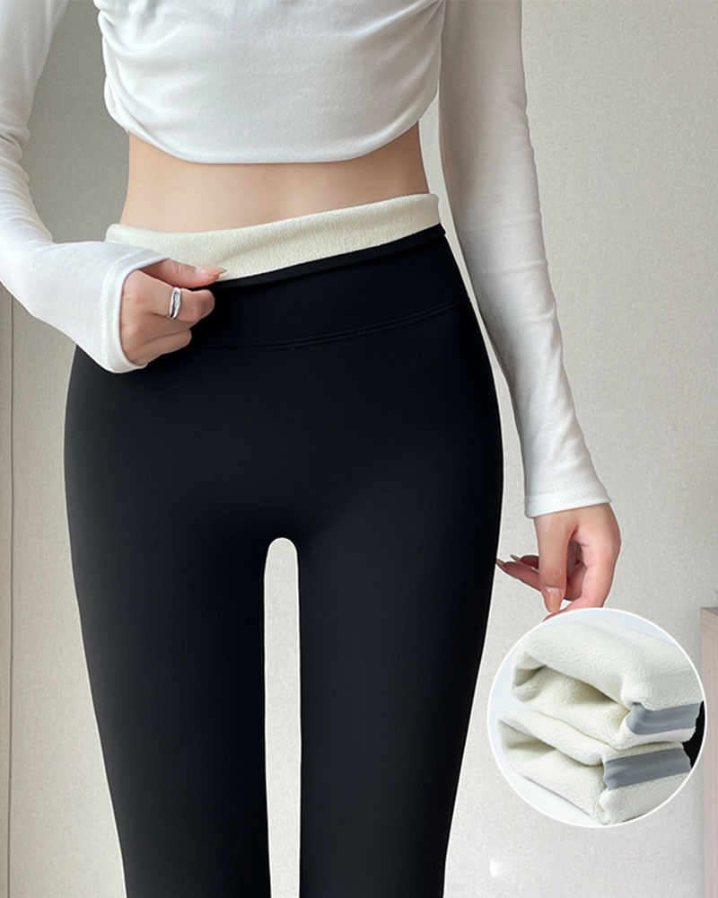 Lamb Fleece Hip Lift Stretch Leggings