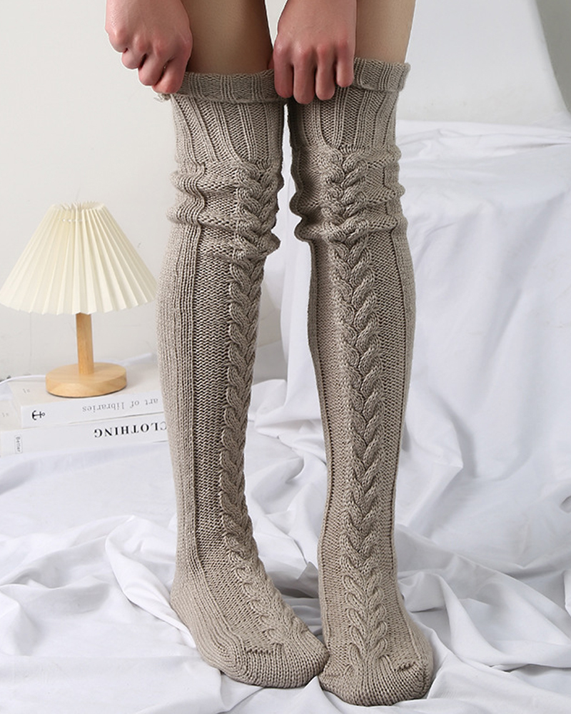 Knee-Length Knitted Socks-Curvy-Faja