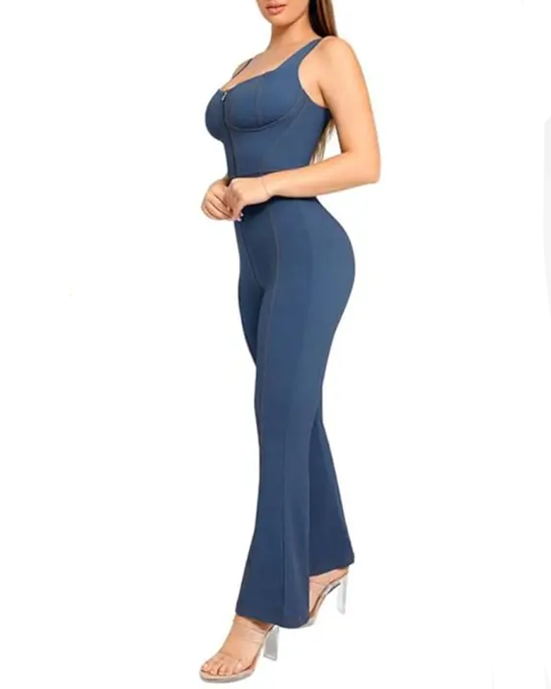 Faux Denim Built-In Shaping Tummy Control Butt Lifting Jumpsuit (Pre-sale)