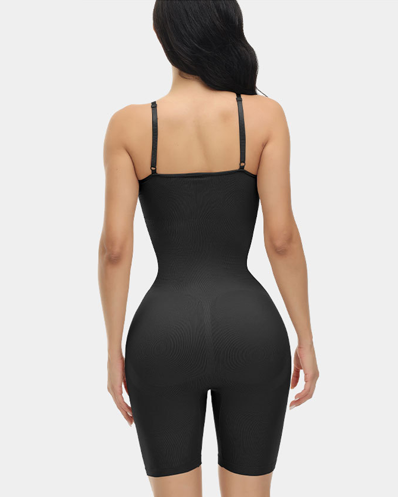 Powerful Waist Slimming Tummy Tuck Seamless Mid-Length Bodysuit -Curvy-Faja