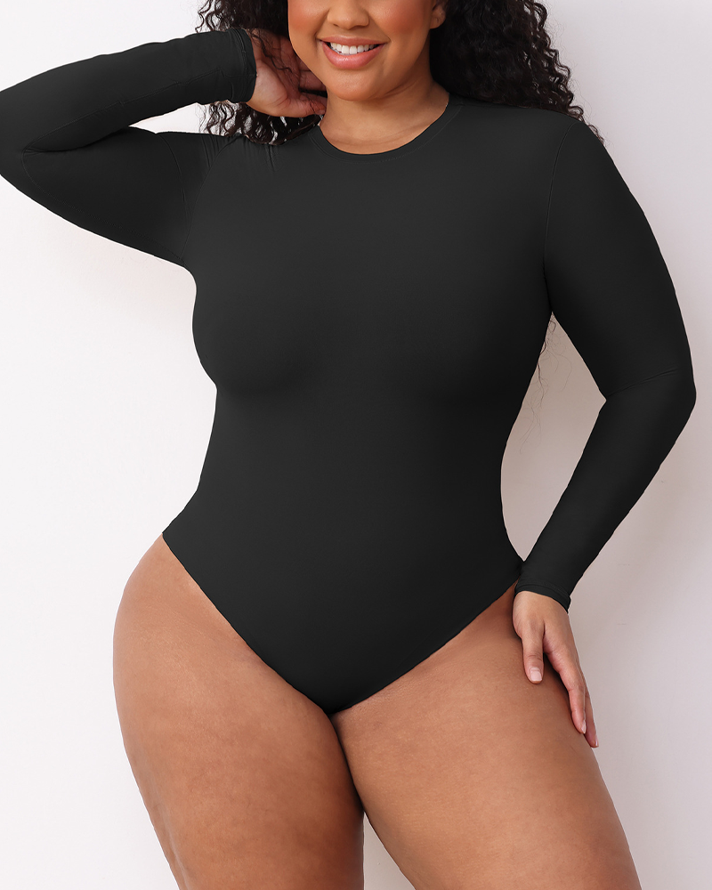 Double-Layered High-Elastic Body-Shaping Long-Sleeved Bodysuit