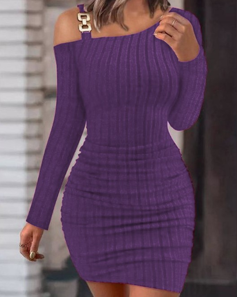 Off-Shoulder One-Neck Tight-Fitting Bodycon Knit Dress