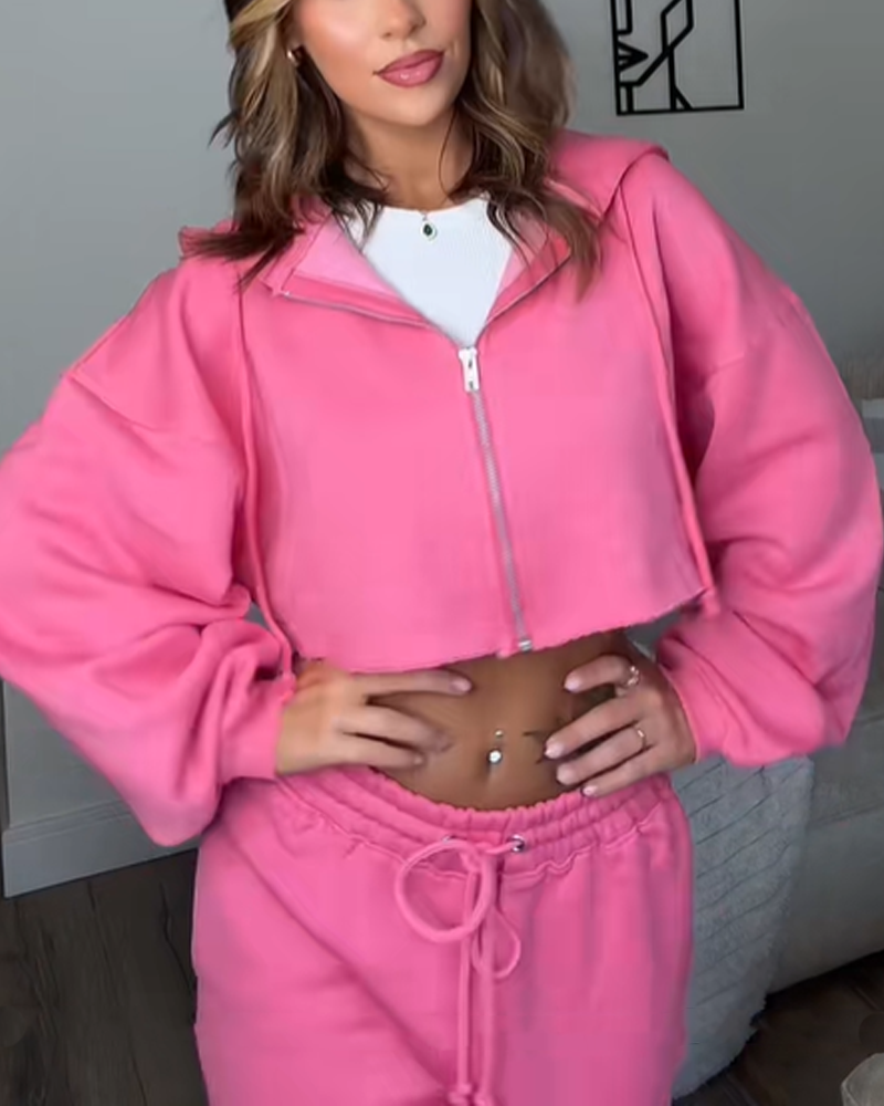 Fleece Fashion Long-Sleeved Sports Casual Sweatshirt Set