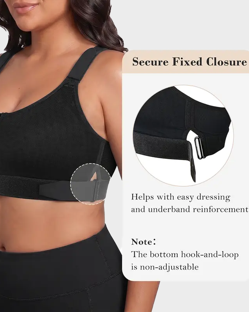 Adjustable Shoulder Straps Front Zipper High Support Workout Sports Bra (Pre-Sale)