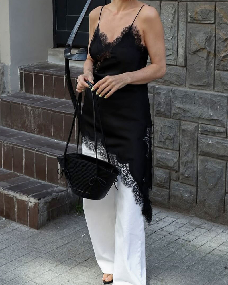 Lace Irregular Slit Inner Dress