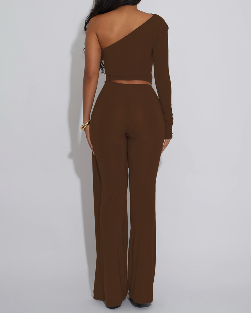 Hollow-Out Slim-Fit Irregular Pantsuit