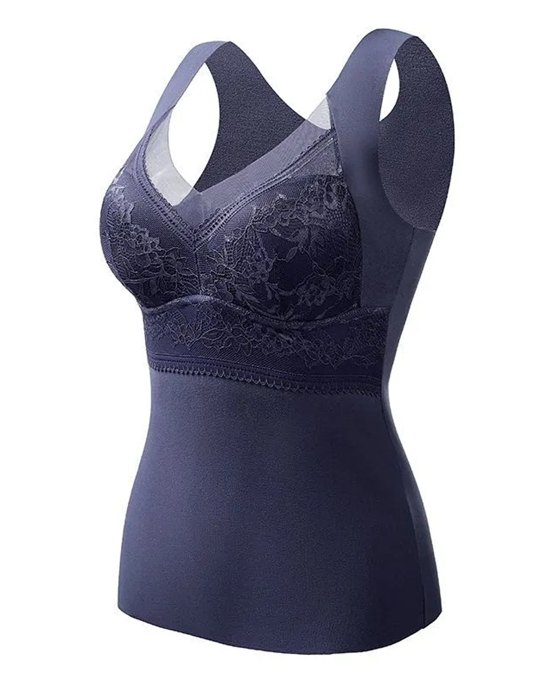 Women's Autumn/Winter V-Neck Velvet Lace Thermal Underwear