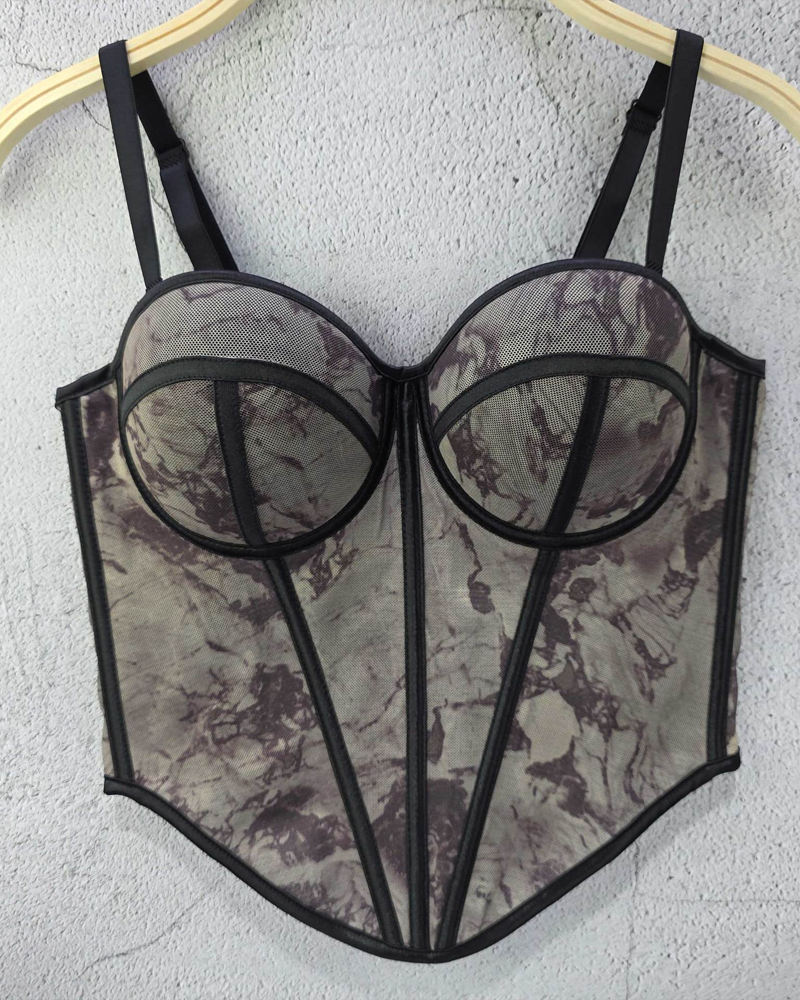 Sexy Mesh Suspender Corset