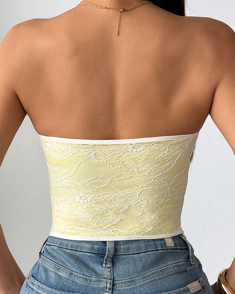 Lace Front-Button Corset