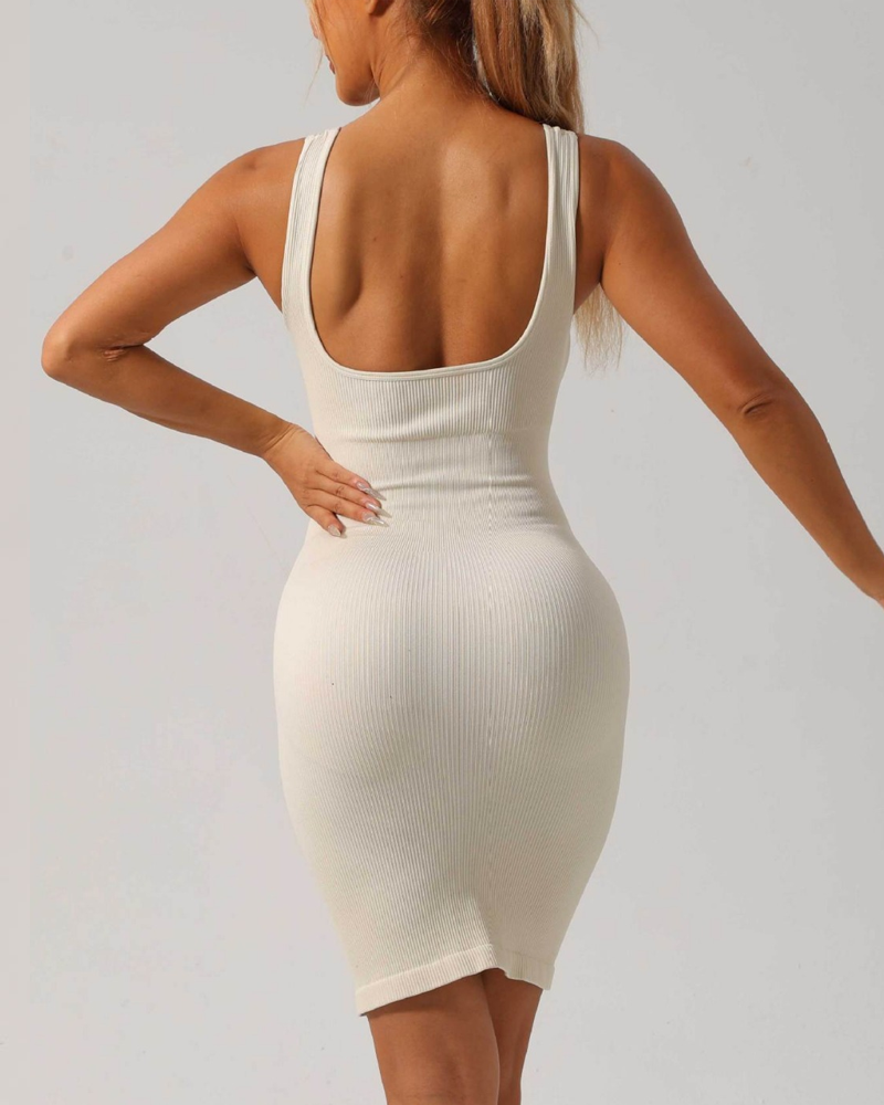 Tight-Fitting S-Curve Outdoor Bodycon Dress Lycra Fabric