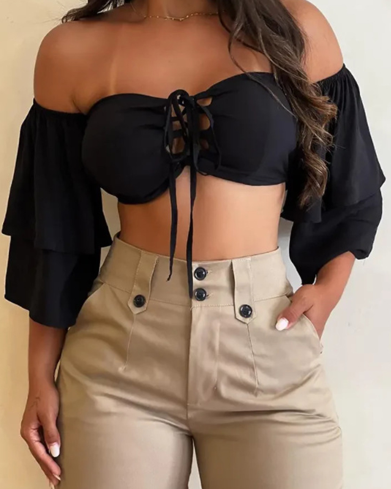 High-Rise Button-Down Cargo Pants-Curvy-Faja