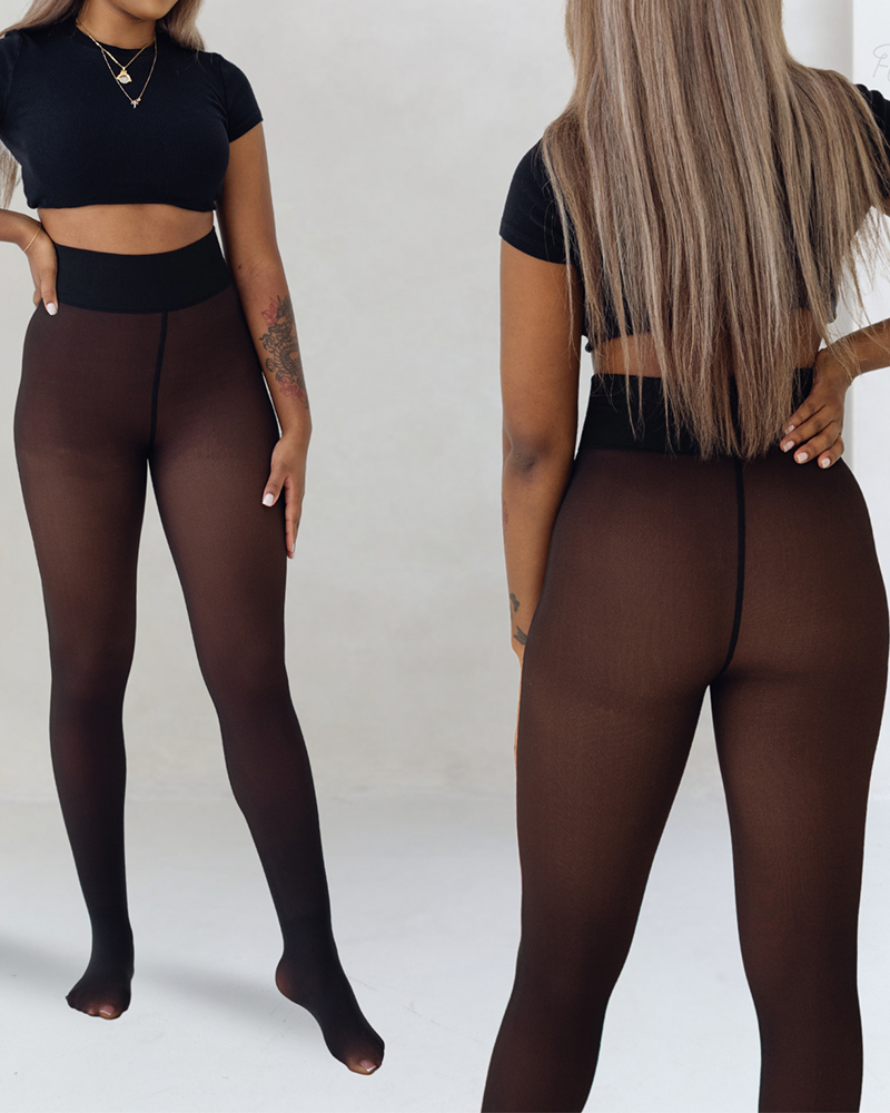 Crotch Fleece Leggings-Curvy-Faja