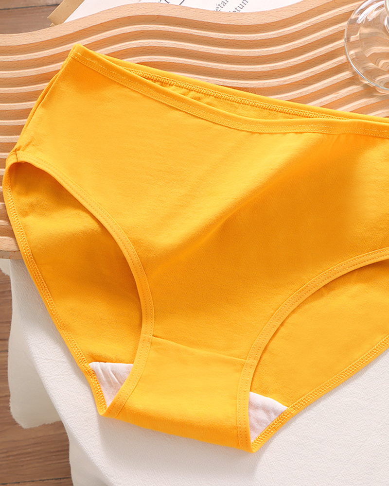 Candy Solid Color Cotton Briefs-Curvy-Faja