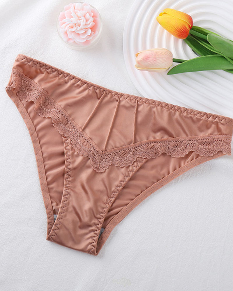 One-Piece Satin Seamless Cotton Crotch Briefs-Curvy-Faja