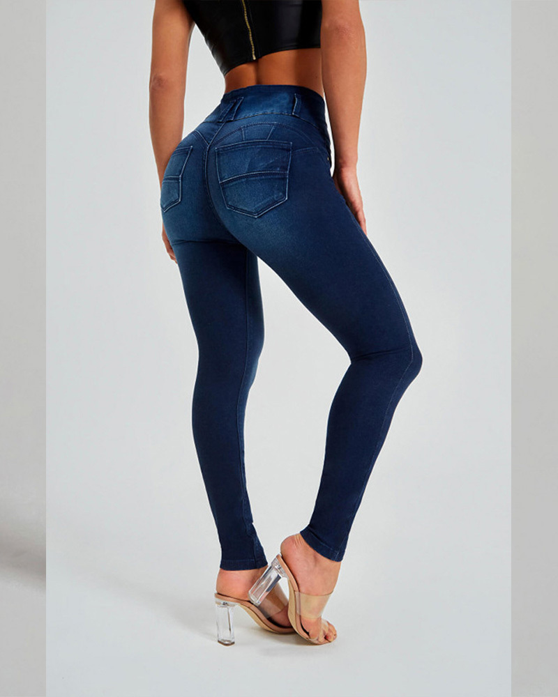 High-Waisted Skinny Stretch Sculpted Hip Lift Jeans