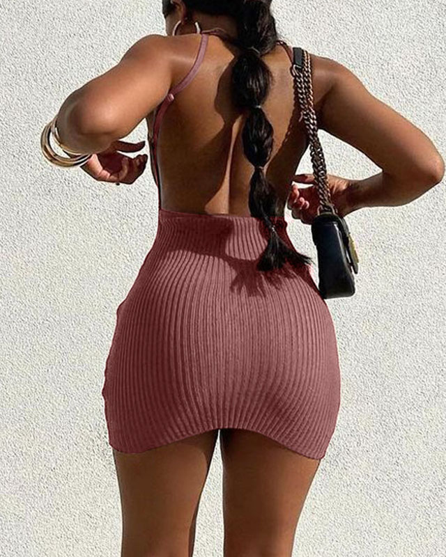 Backless Ribbed Dress
