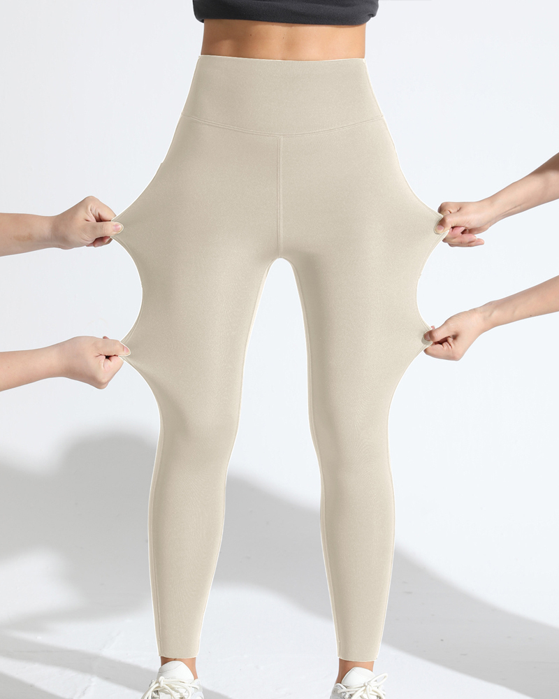 High-Waisted Tummy-Controlling Warm Sports Leggings-Curvy-Faja