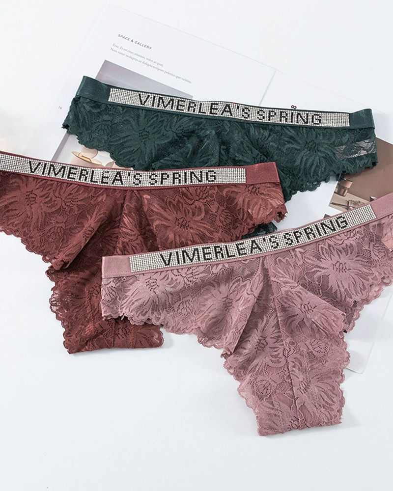 Sexy Rhinestone Waistband Panties-Curvy-Faja