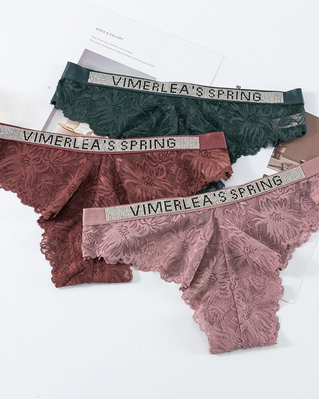 Sexy Rhinestone Waistband Panties-Curvy-Faja