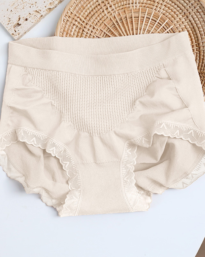 High-Waisted Lace Honeycomb Tummy-Control And Hip-Lifting Briefs-Curvy-Faja