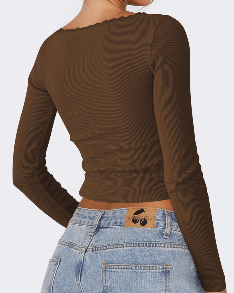 Slim Fit Lace Stitching Bottoming Top-Curvy-Faja