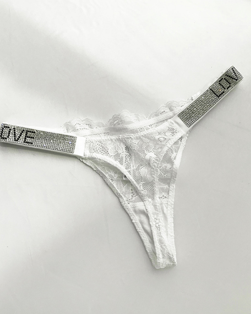 Rhinestone Sexy Lace Thong