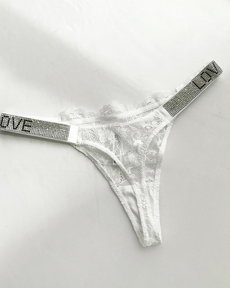 Rhinestone Sexy Lace Thong