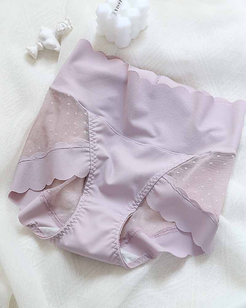 High-Waisted, Anti-Bacterial Crotch Mesh Panties