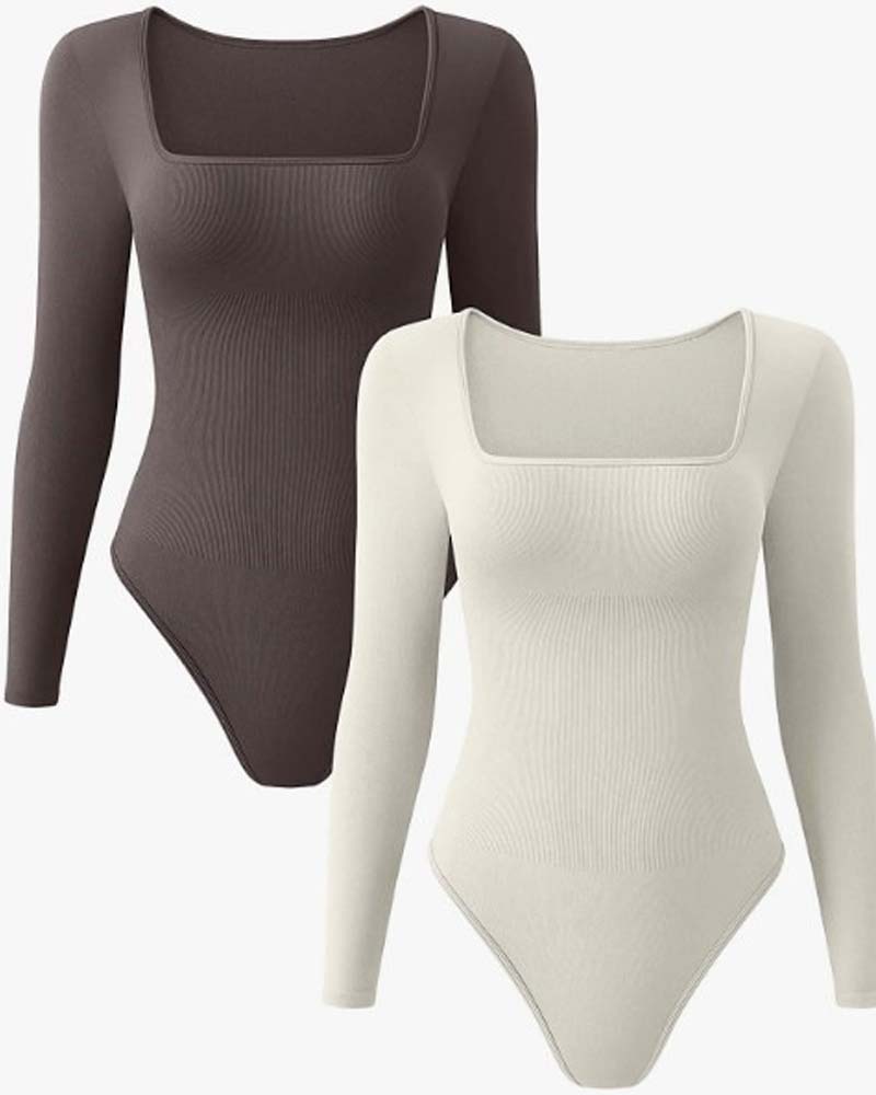 Ribbed Square Neck Bodysuit