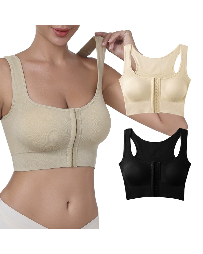Front-Button Sports Bra Without Steel Ring For Women-Curvy-Faja