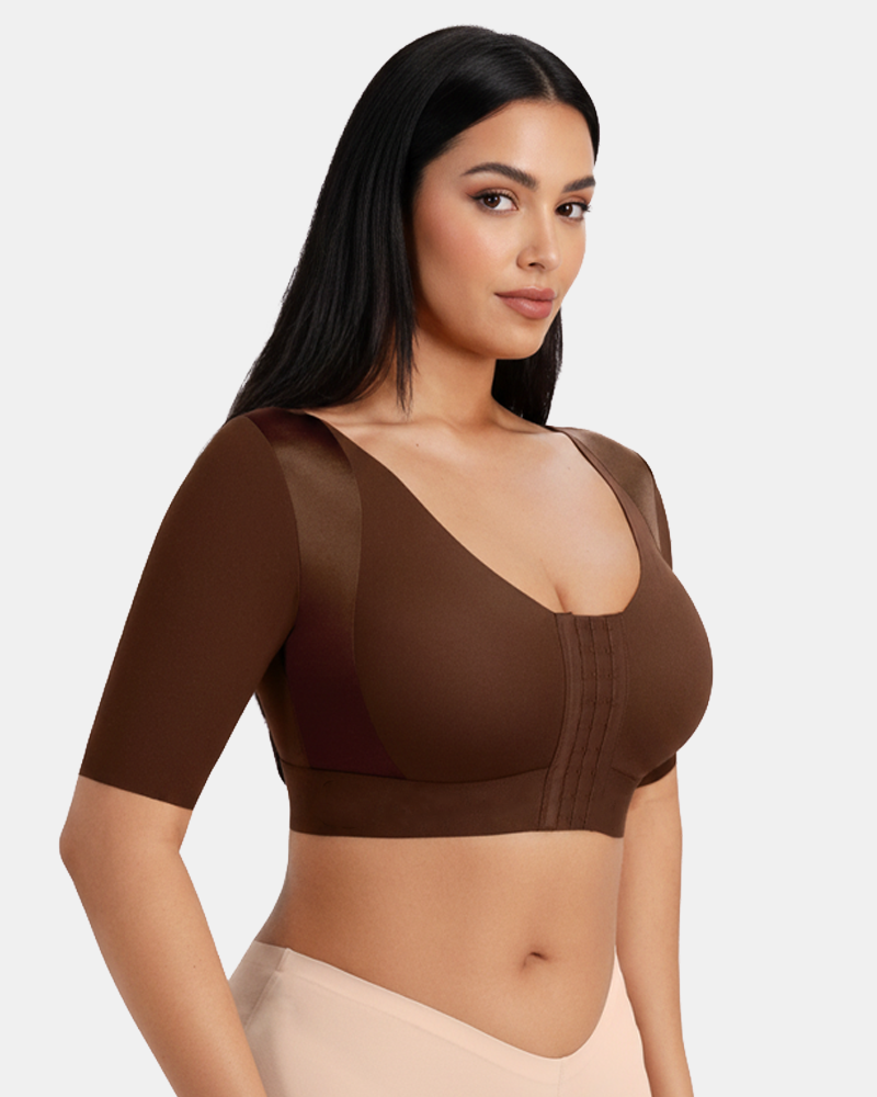 Short Sleeve Arm Compression Shapewear Top Front Hook‑and‑Eye Post‑Surgical Shaper Top(Pre‑Sale)