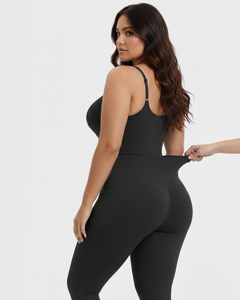Front Zipper Full Body Shaper With Pockets Removable Pads Easy Take‑Off (Pre‑Sale)