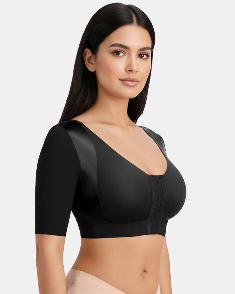 Short Sleeve Arm Compression Shapewear Top Front Hook‑and‑Eye Post‑Surgical Shaper Top(Pre‑Sale)