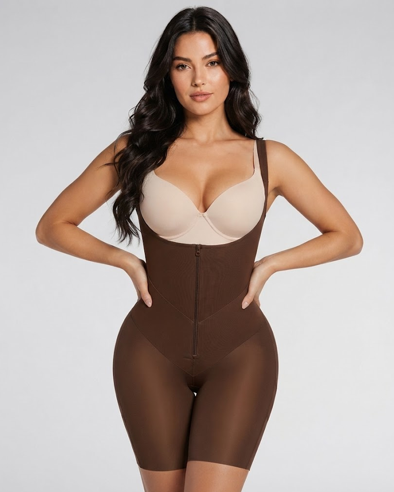 Open Front V‑Belt Tummy Control Butt Lifter Shapewear Bodysuit