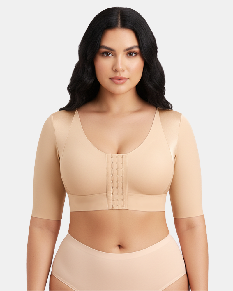 Short Sleeve Arm Compression Shapewear Top Front Hook‑and‑Eye Post‑Surgical Shaper Top(Pre‑Sale)