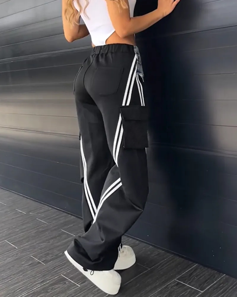 Fashionable Patchwork Loose Trousers