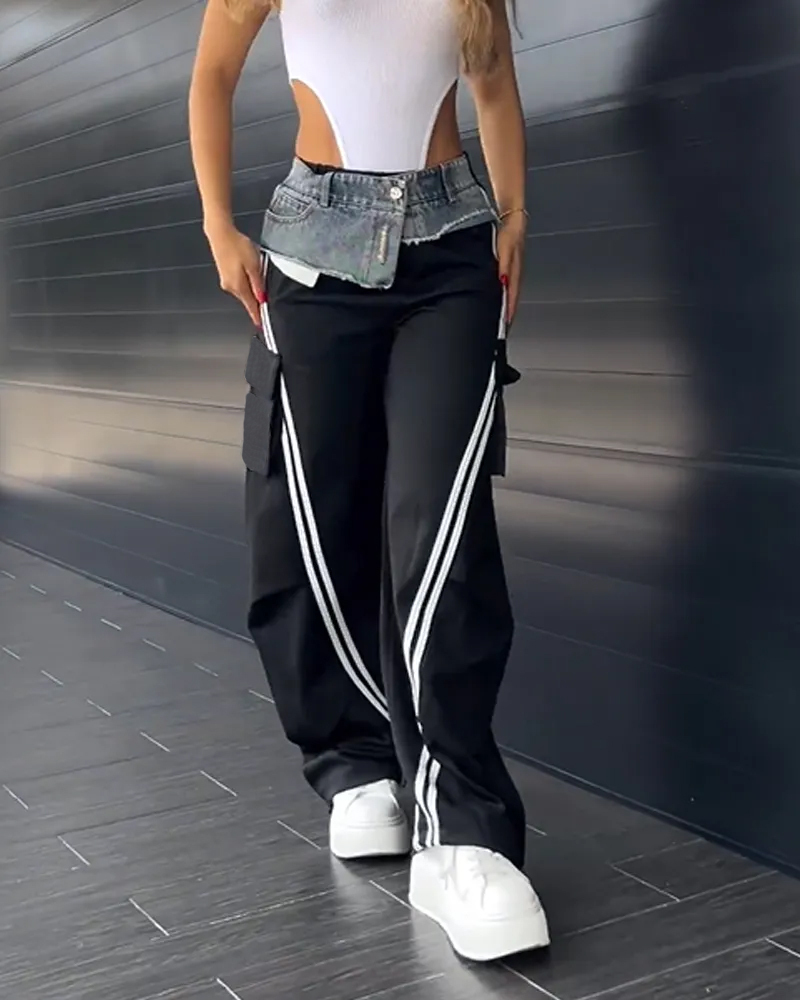 Fashionable Patchwork Loose Trousers