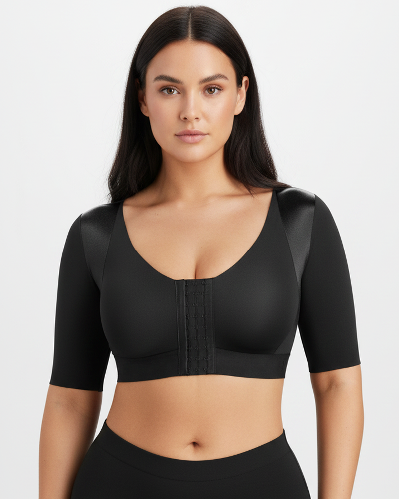 Short Sleeve Arm Compression Shapewear Top Front Hook‑and‑Eye Post‑Surgical Shaper Top(Pre‑Sale)