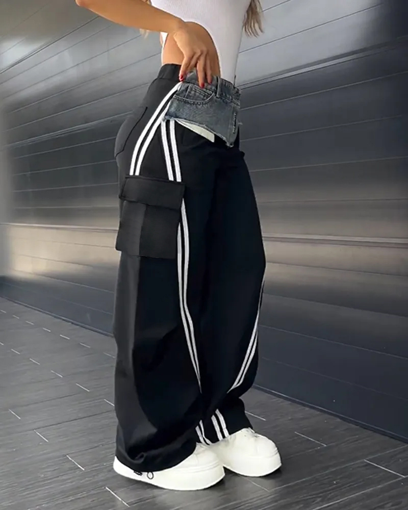 Fashionable Patchwork Loose Trousers