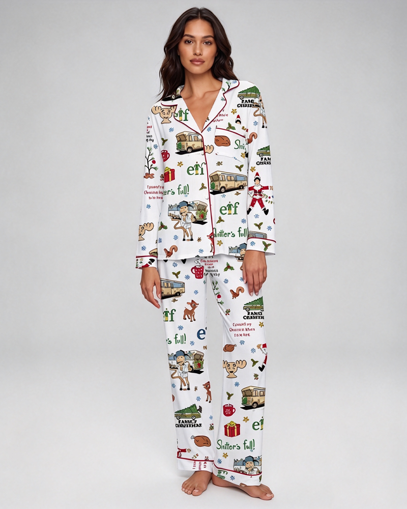 Women Comfortable Christmas Pajama Set Loungewear