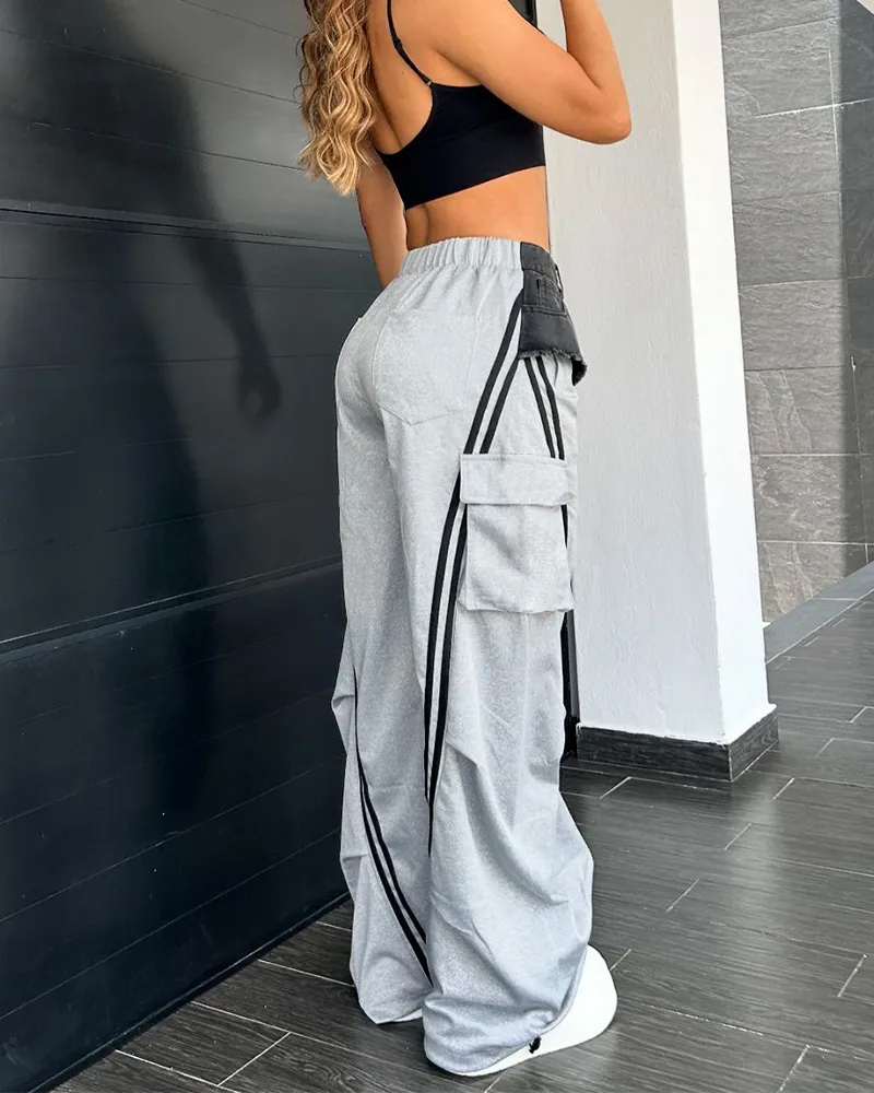 Fashionable Patchwork Loose Trousers