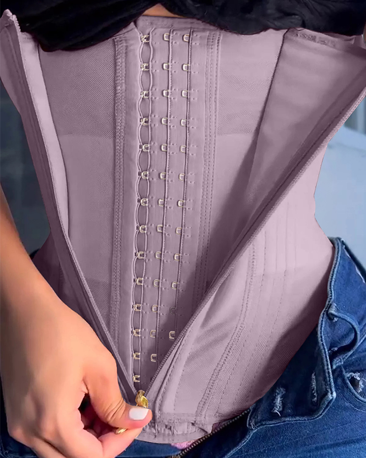 Zip & Breasted Body Shaper Tank Top-Curvy-Faja