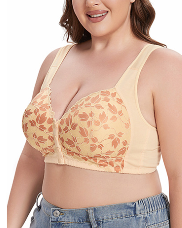 Wire Free Vest Style Lace Front Closure Bra