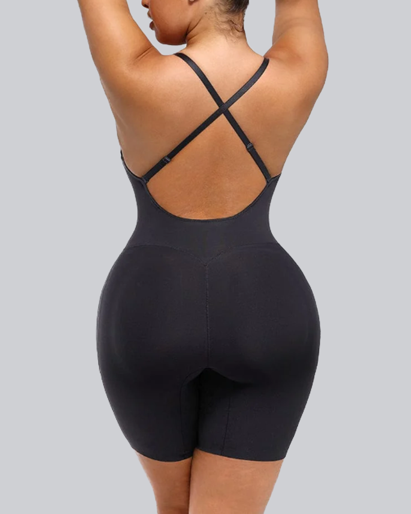 V-Neck Underwire Bra Built-In Back Shaping Bodysuit（Pre-Sale）