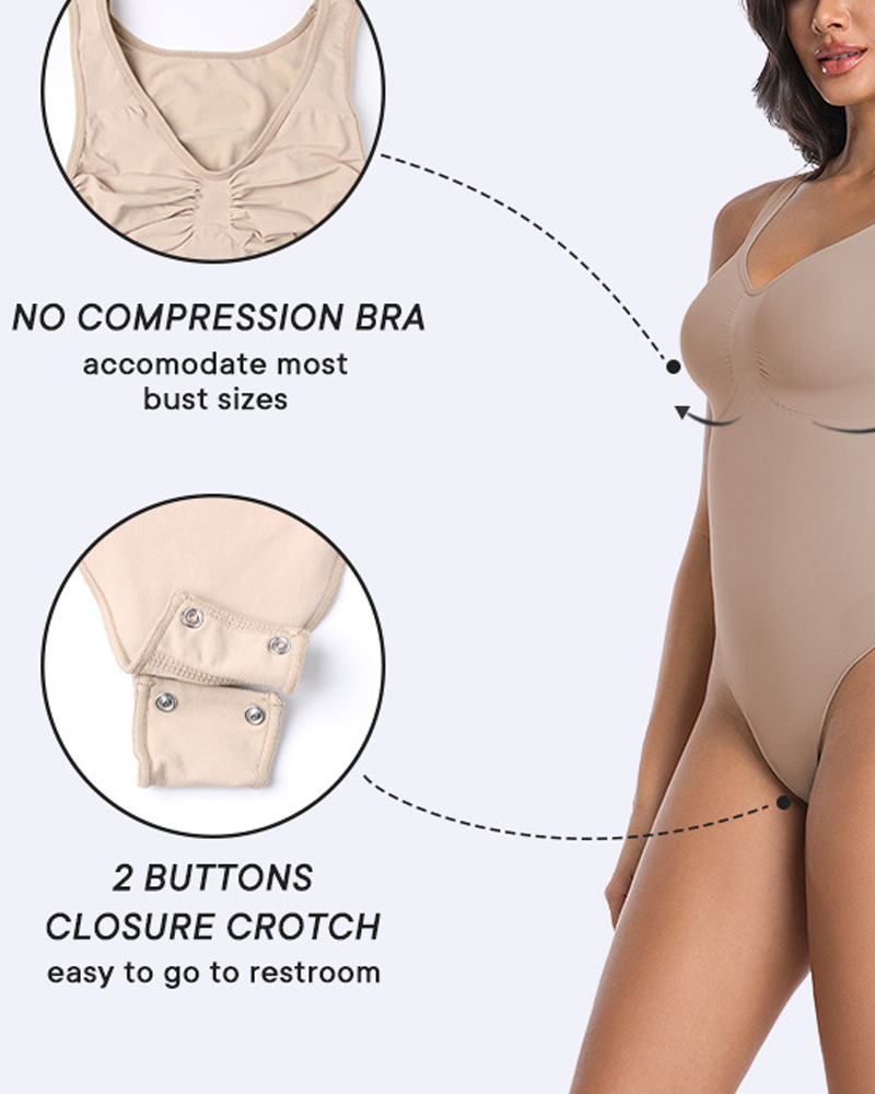 Seamless One-Piece Bodysuit Seamless Tummy Control And Shaping Thong